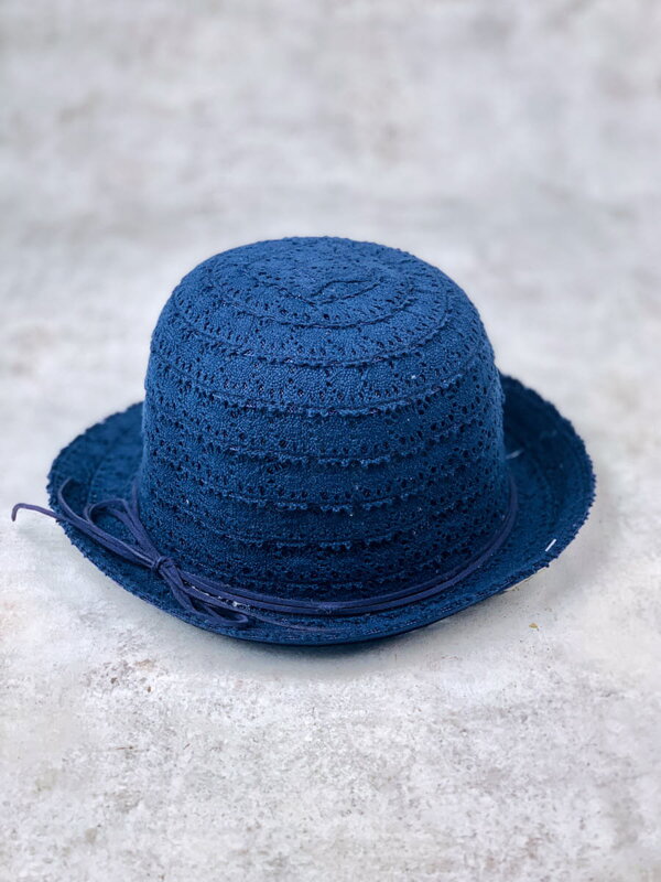 Női kalap A-82  kék színben, kék zsinórral