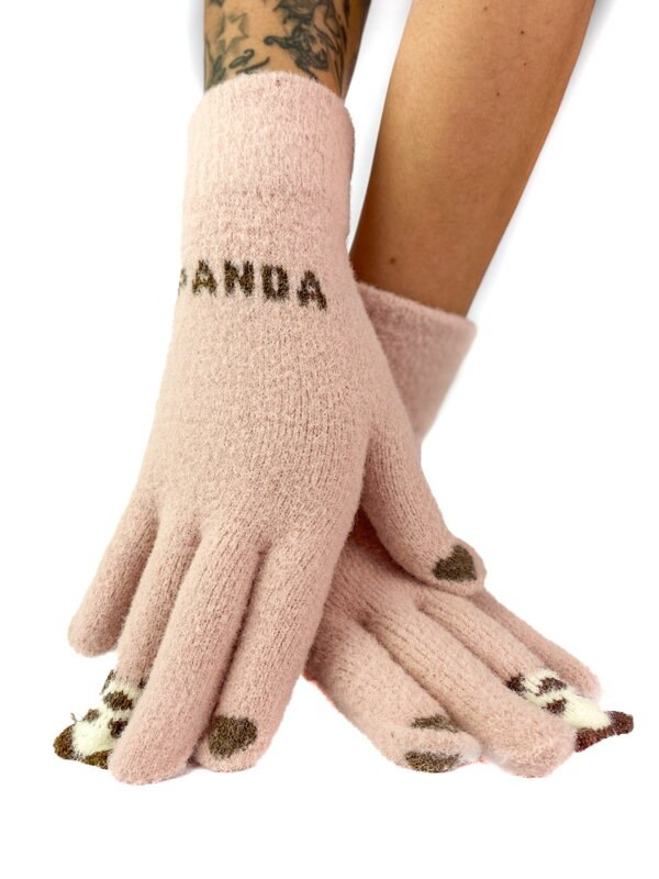 Női kötött rózsaszín kesztyű PANDA Női kötött rózsaszín kesztyű PANDA
