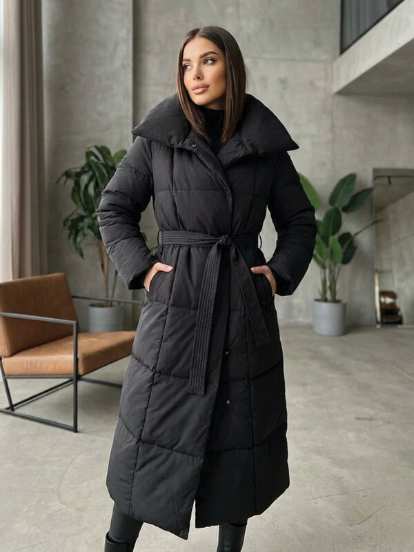 Steppelt női téli kabát fekete színben
