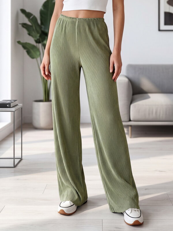 Luxus női nadrág olivazöld színben