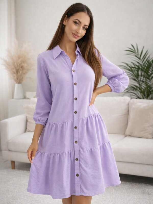 Rövid gombos lila ruha