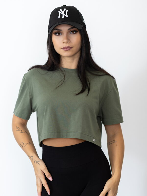 Női oversize crop top VSB LILLY olív