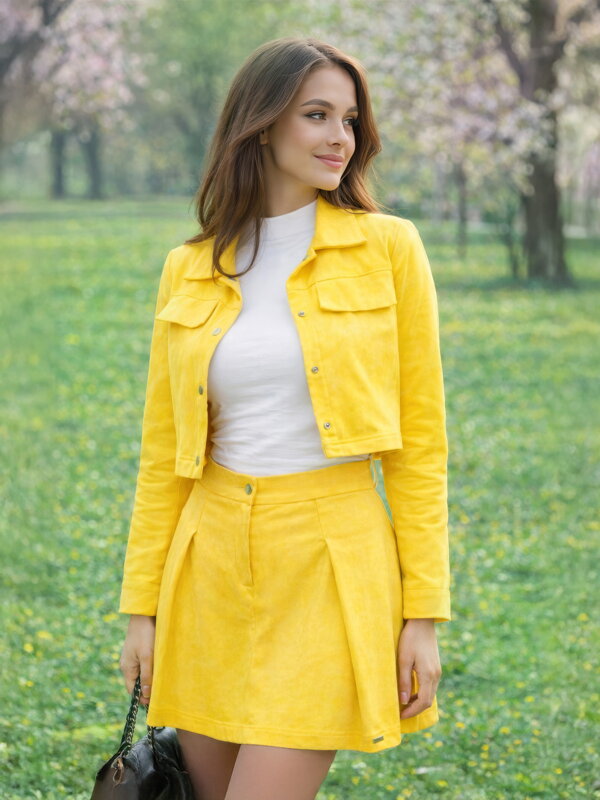 Dámsky komplet sako + sukňa v žltej farbe VSB LISA