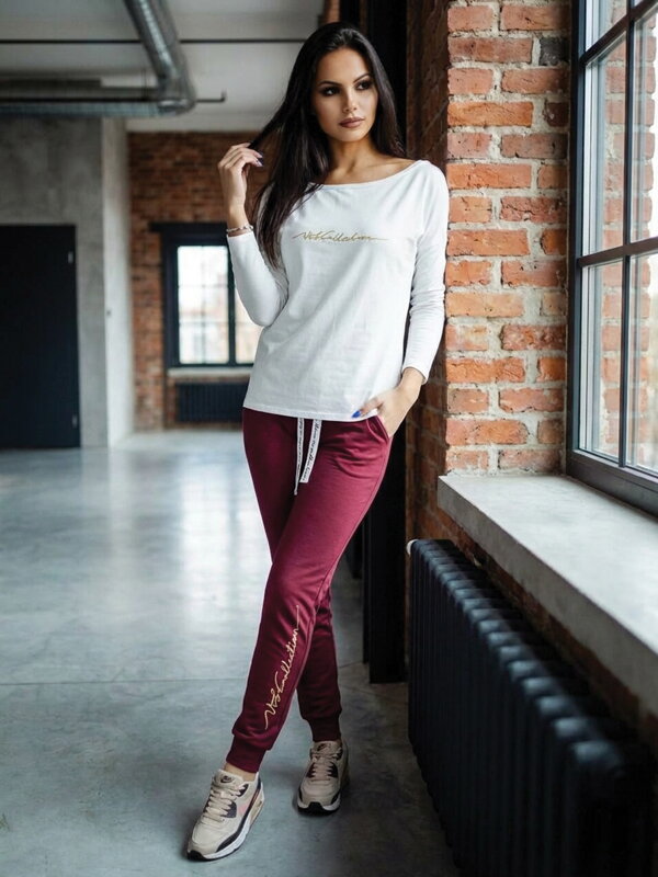 Női melegítő szett VSB11 bordó + fehér