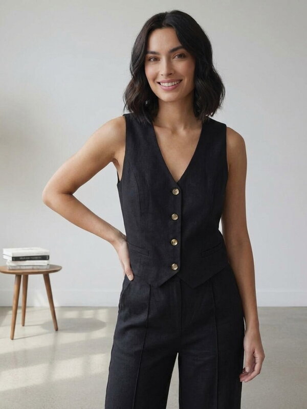 Dámska elegantná čierna vesta VSB LEMI