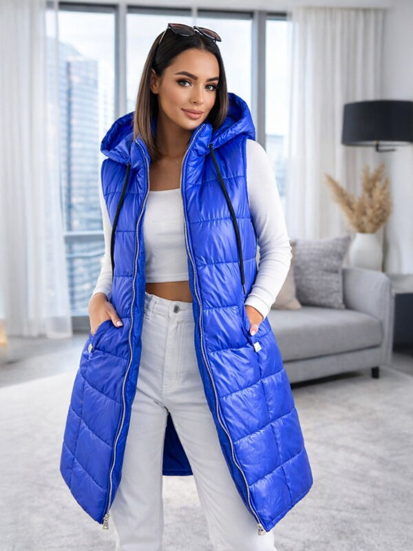 Stílusos cipzáros mellény kék színben