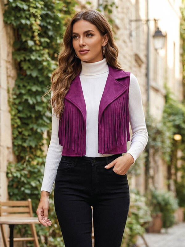 Női croptop lila mellény