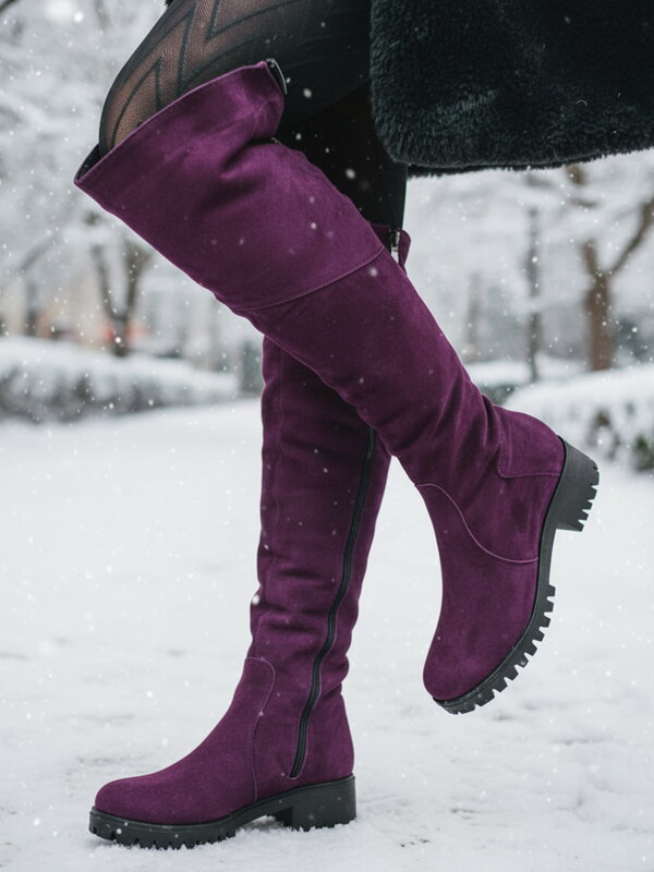 Térd feletti platformos csizma BARSA lila