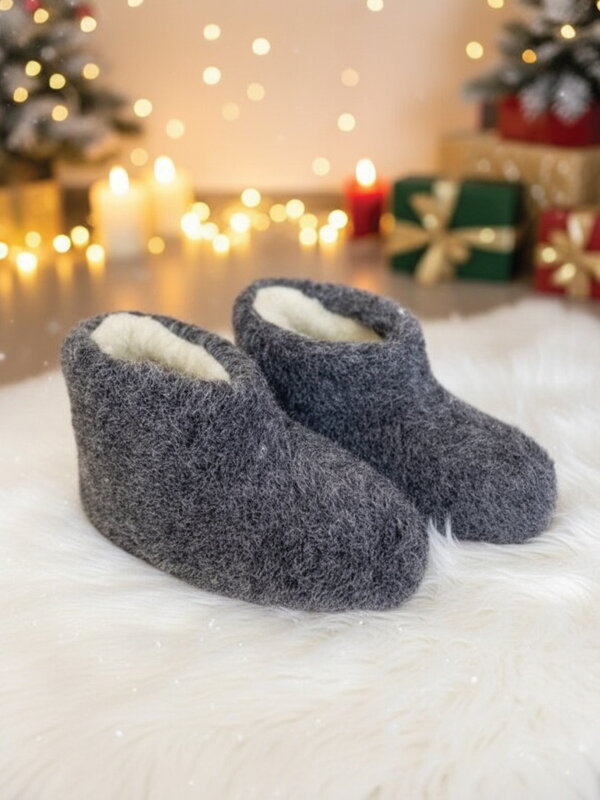 Meleg boka papucs juh gyapjúból model 104 szürke