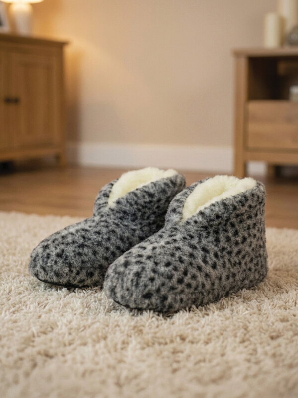 Csodálatos juh gyapjú papucs:)) meleg:))  94 pöttyös mintával