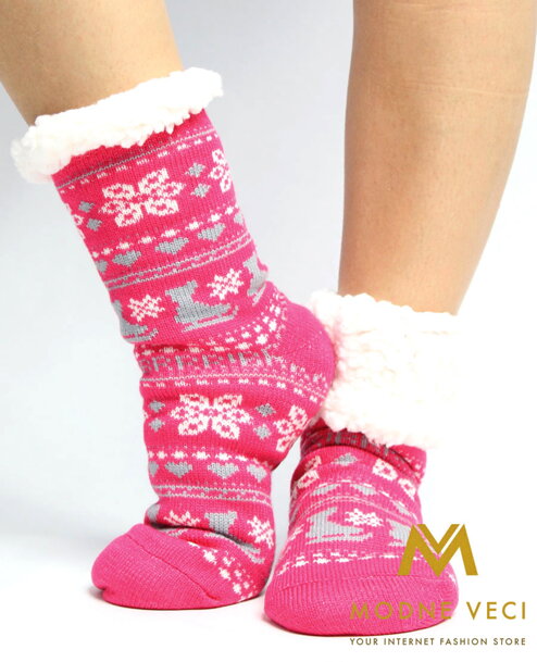 Női karácsonyi zokni korcsolya  EJ-201 rózsazsín